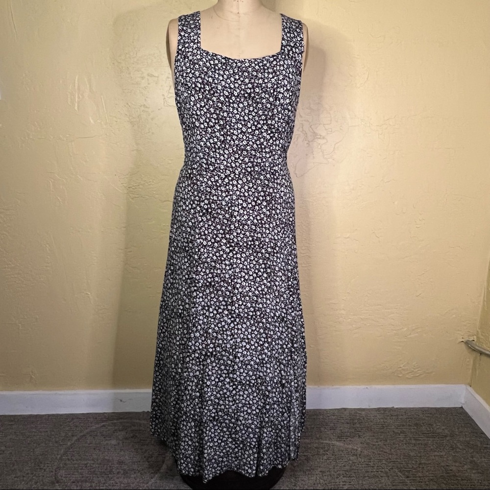 American Eagle Floral small print black and white maxi with slit